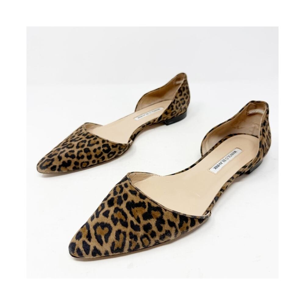 Manolo Blahnik Leopard Print Suede D’Orsay Flats Womens Size EU 42